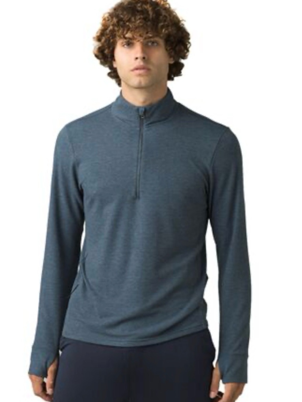 Prana Men's Half-Zip Long Sleeve Pullover - light-medium Blue Az M